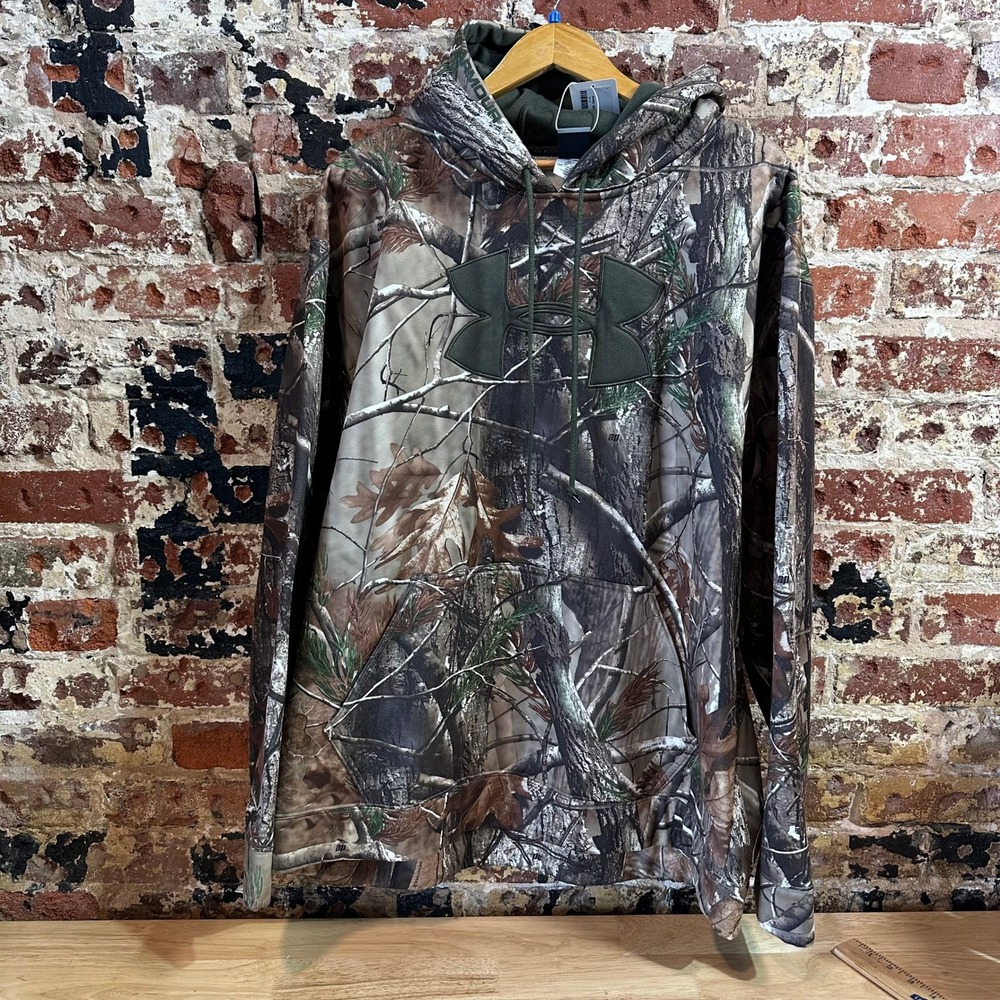 Under Armour Hoodie Mens 2XL Brown Camo Pullover Hunting Fishing Outdoors